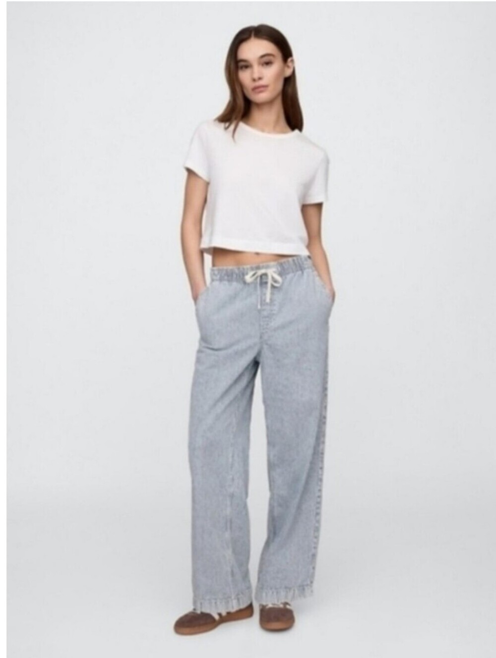 Gap High Rise Pull-On Stripe Wide-Leg Jeans Railroad Stripe Blue